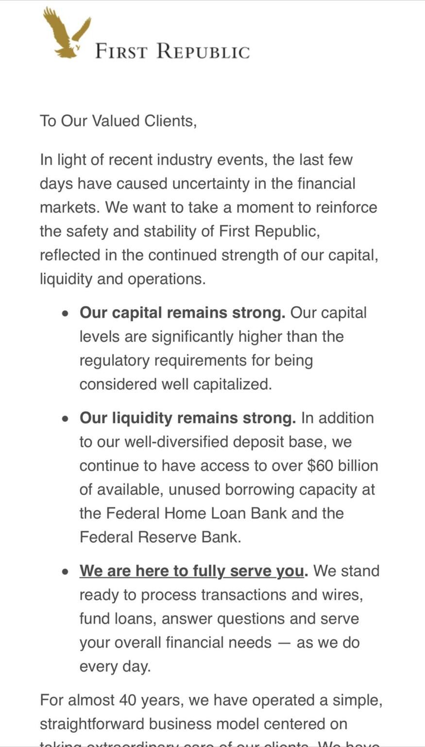 Reports of Problems at First Republic Bank But Could Shorts