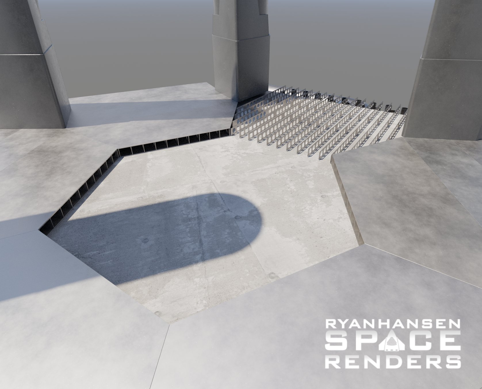 Renderings of the SpaceX Water Cooled Steel Plate