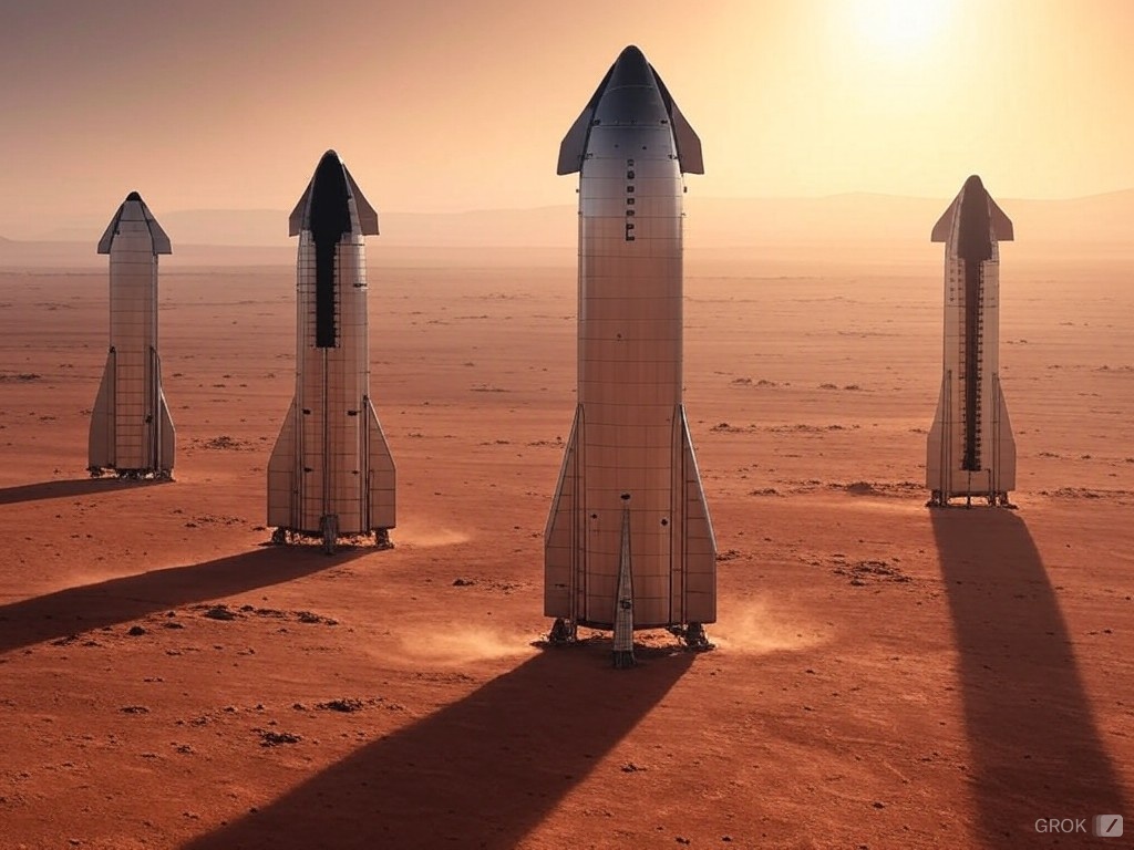 Illustration of Starship rockets