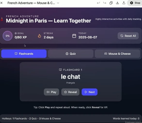 GPT5 French Learning App Screenshot