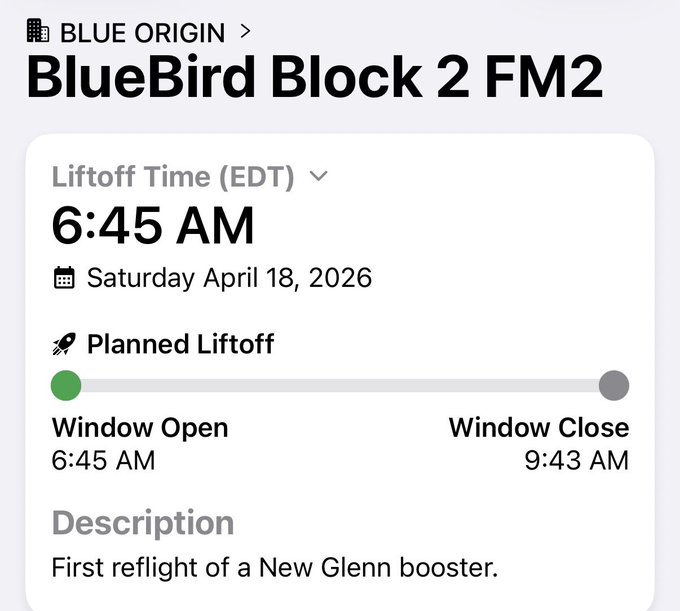 Blue Origin Delayed Static Fire Pushes Possible Launch to April 18, 2026 | NextBigFuture.com