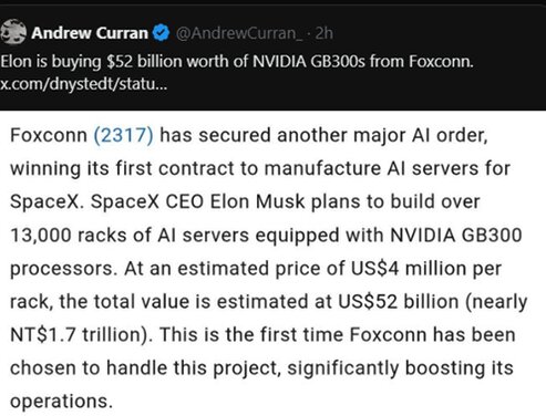 Elon Musk Denies Report SpaceX was Buying 1 Million B300 GPUs and Racks Elon Musk Denies Report SpaceX was Buying 1 Million B300 GPUs and Racks